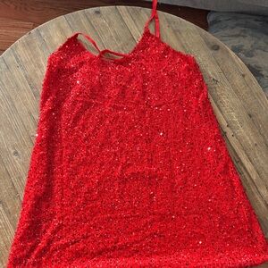 SHEIN Red Sequin Mini Dress